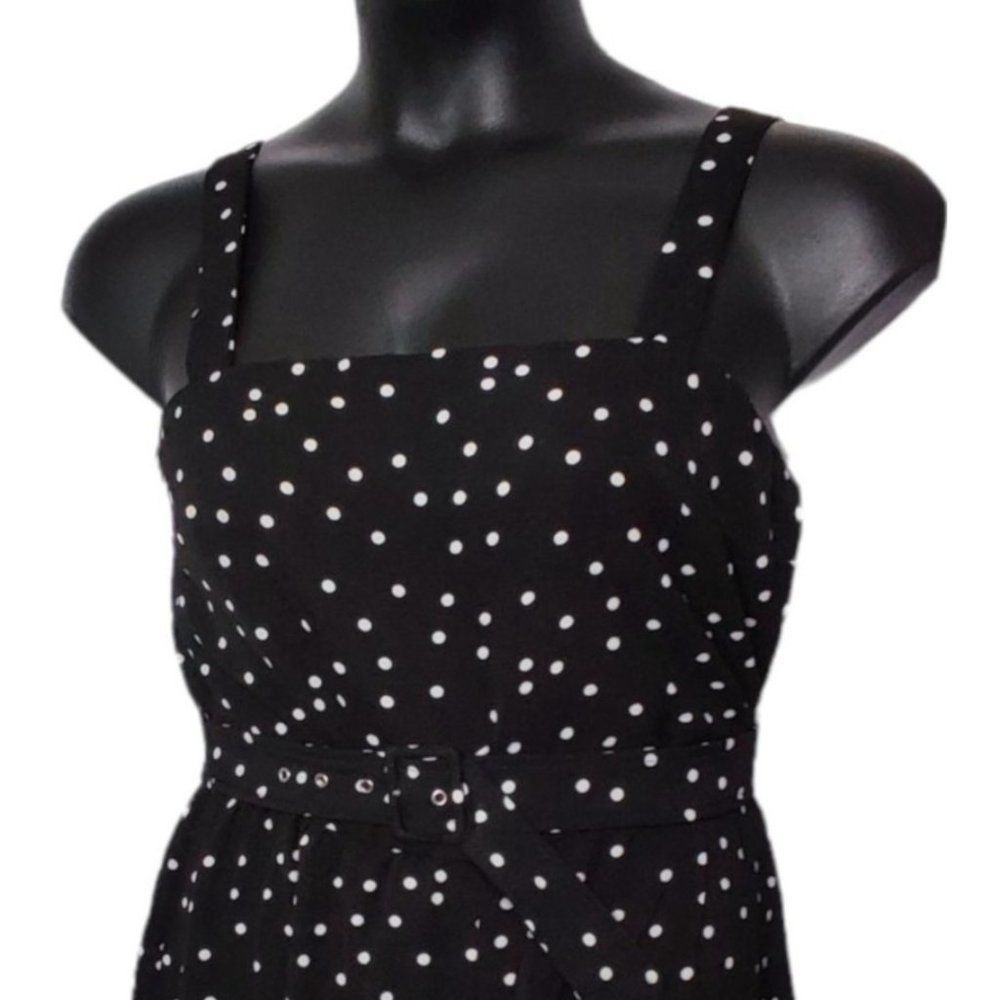 Trixxi Polka Dot Sleeveless Adjustable Straps Belted Jumpsuit Black White XL - Picture 6 of 10